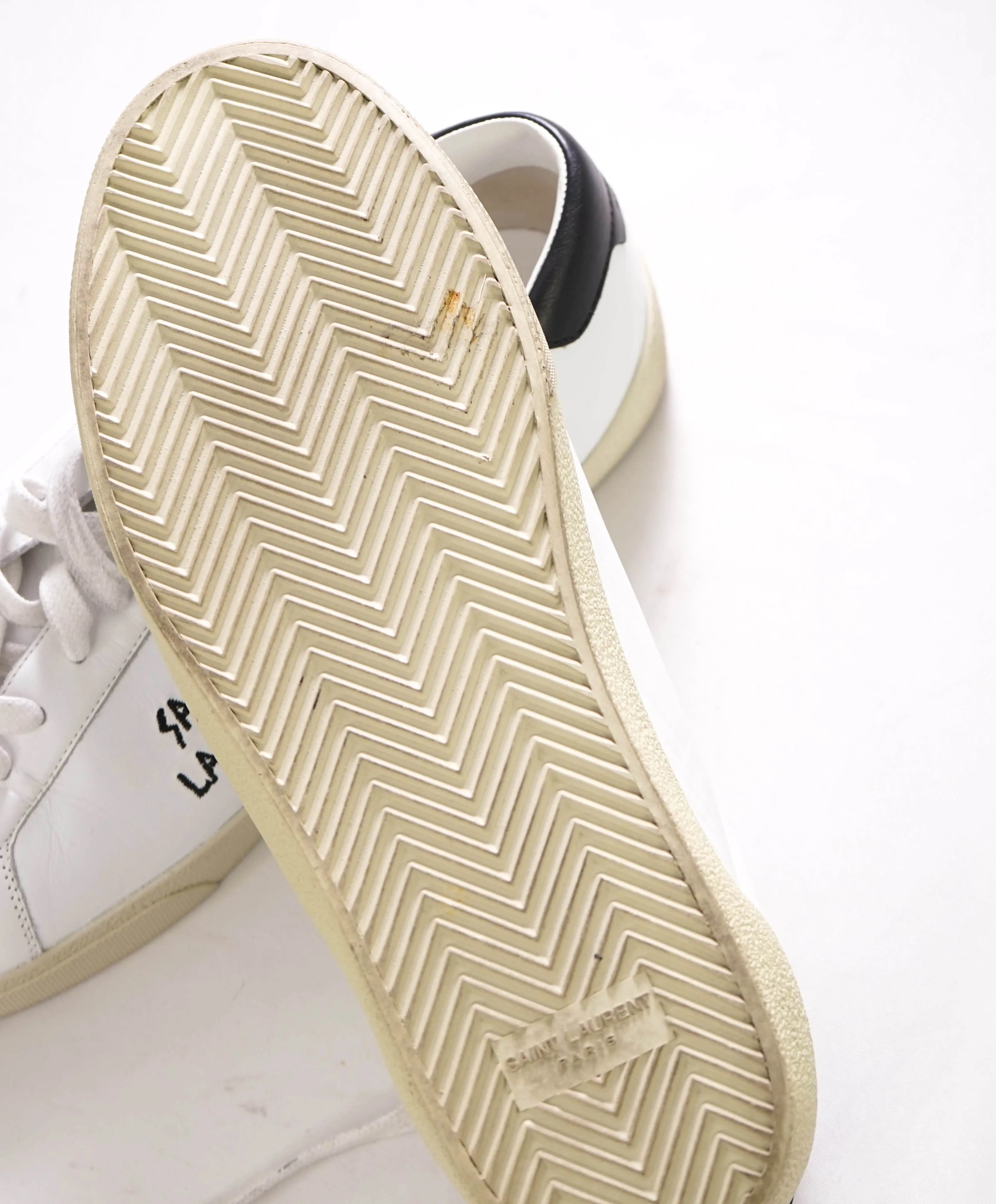 $800 SAINT LAURENT - Court Sneakers White Leather - 11 (44EU)