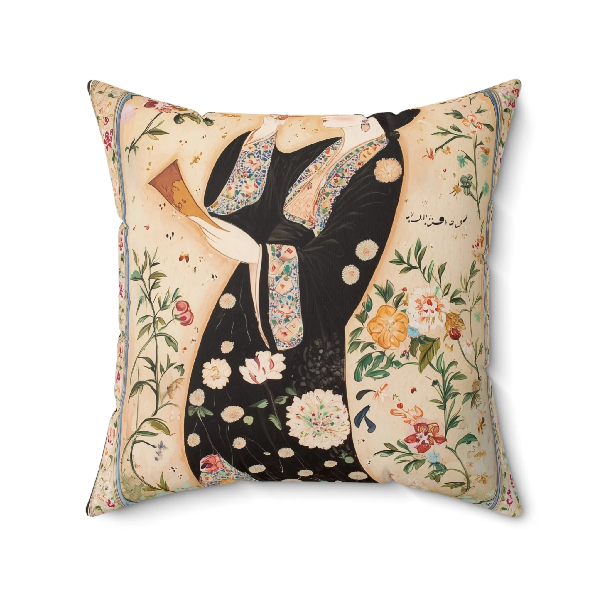 Elegant Woman & Floral Art Pillow