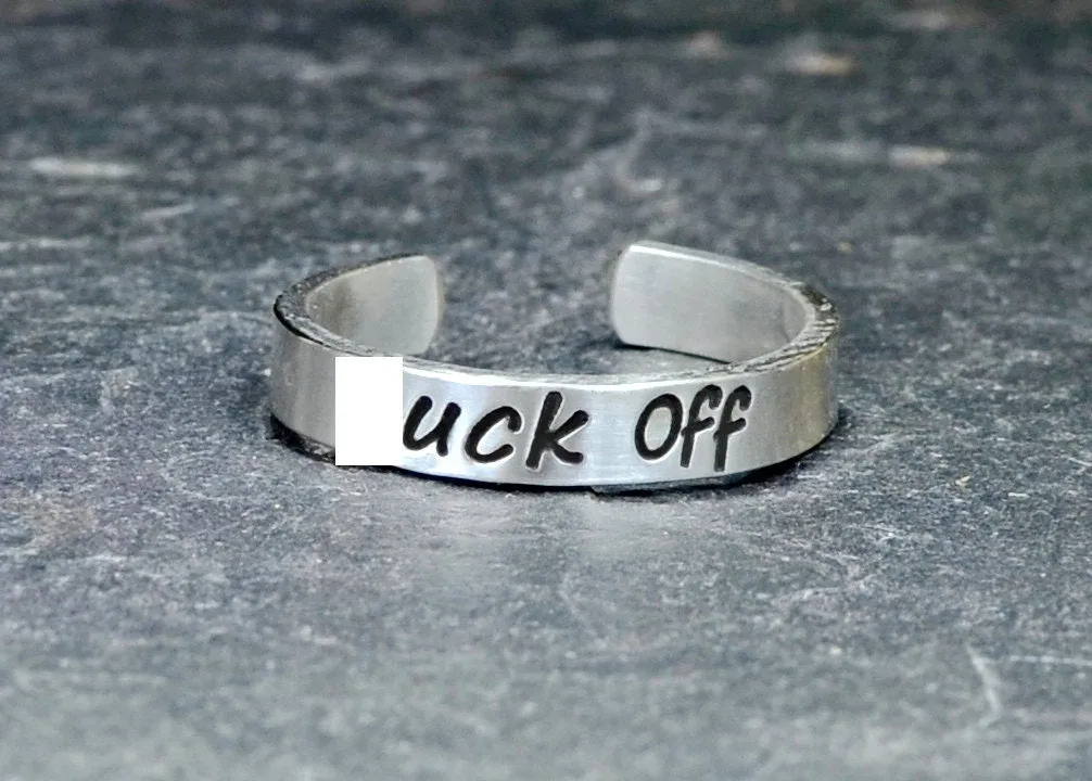 F'ck Off Toe Ring with Sterling Silver Band