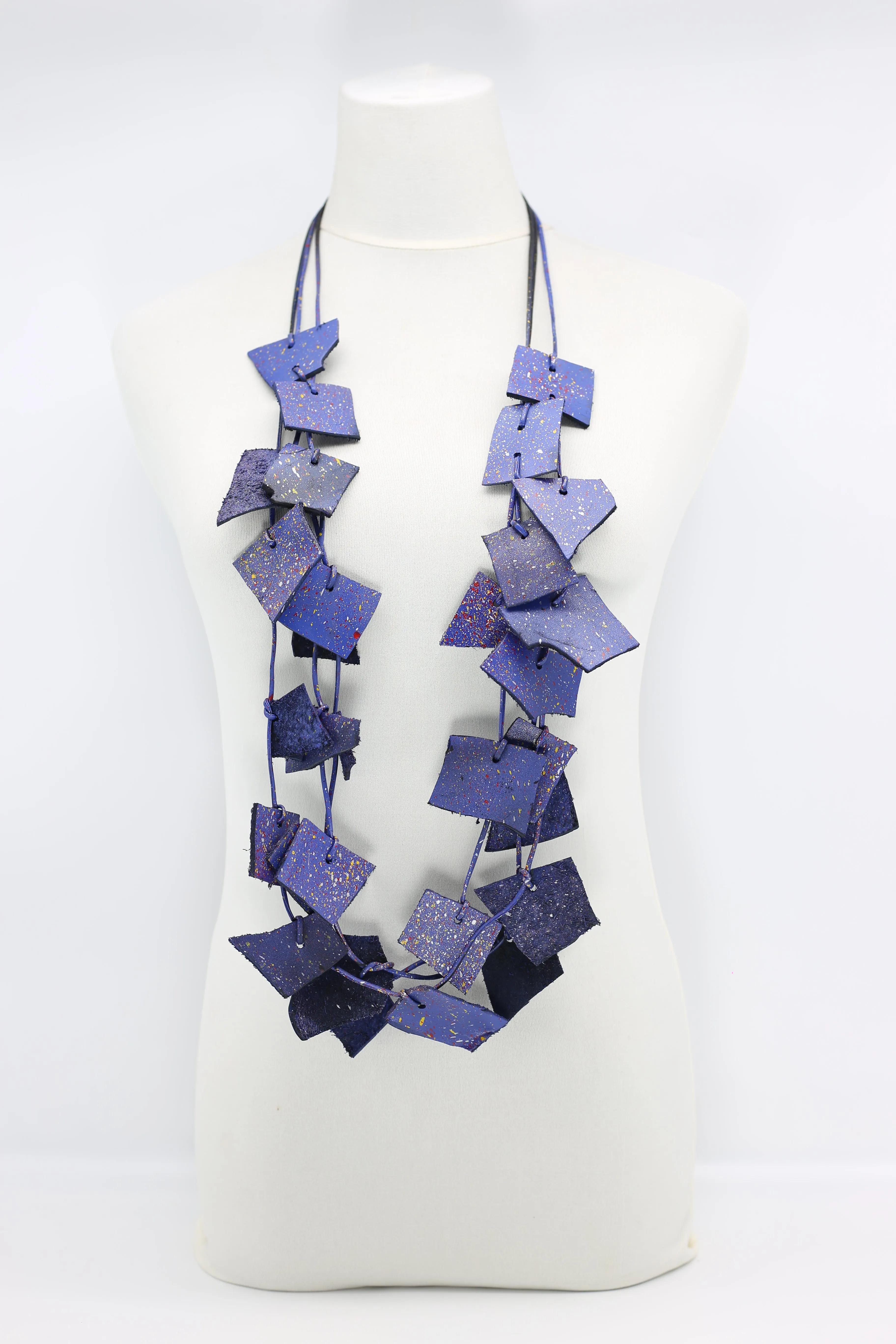 Recycled Leather Irregular Shapes Necklace