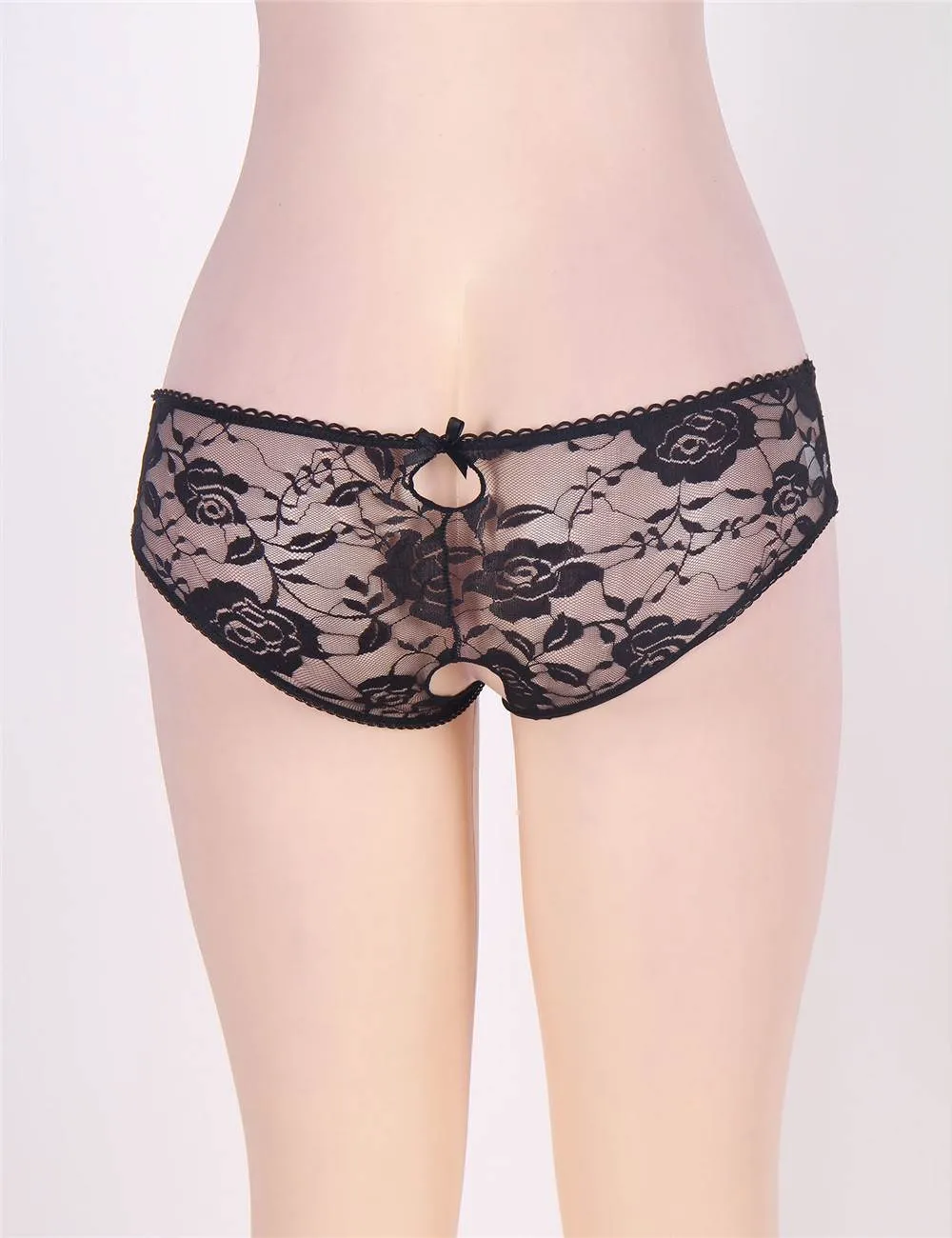 Sexy Open Crotch Strappy White Lace Thongs